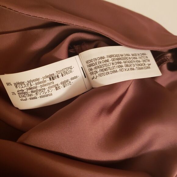 Zara Women's Chocolate Mocha Satin Elastic Waist Midi Skirt Sz M NWT - Picture 5 of 14